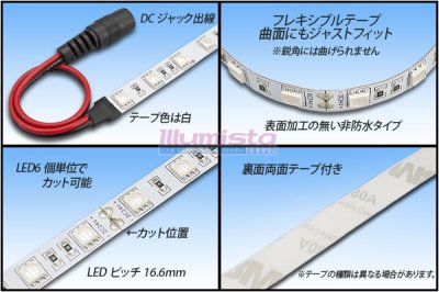 画像1: 24VテープLED 60LED/m 非防水 黄色 10m