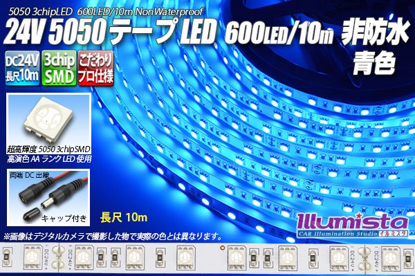 画像1: 24VテープLED 60LED/m 非防水 青色 10m (1)