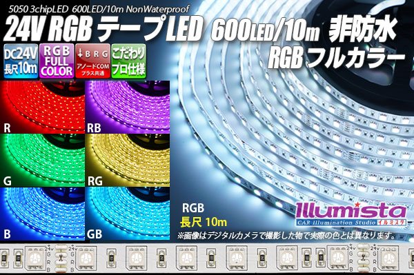 画像1: 24VテープLED 60LED/m 非防水 RGB 10m (1)